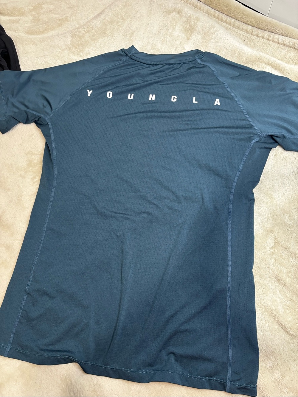 YoungLA Men's Short-Sleeve Swim Rash Guard - Teal Blue